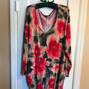 ASOS Pink/Green Floral Faux Wrap Dress w/ Ruching